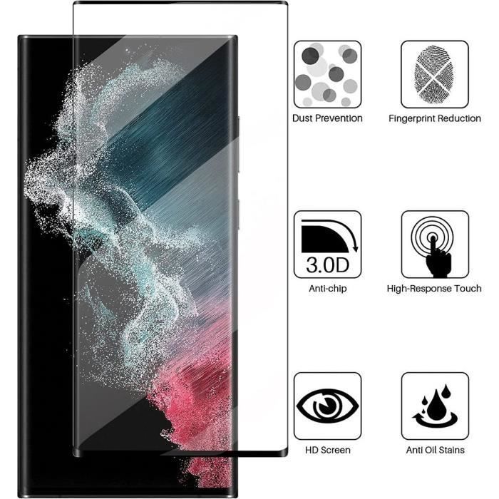 3 Verre Trempé 3D pour Samsung S23 Ultra Protection d'écran Antichoc