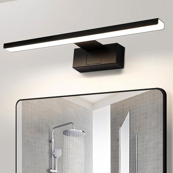 Aplique de pared para baño Homefire LED con luz de espejo, color negro, resistente al agua IP44, luz blanca neutra moderna de 4000K.