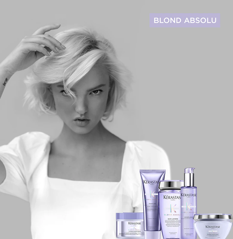 Shampoo de banho Kérastase Blond Absolu Bain Ultra-Violet para cabelos descoloridos com mechas loiras frias
