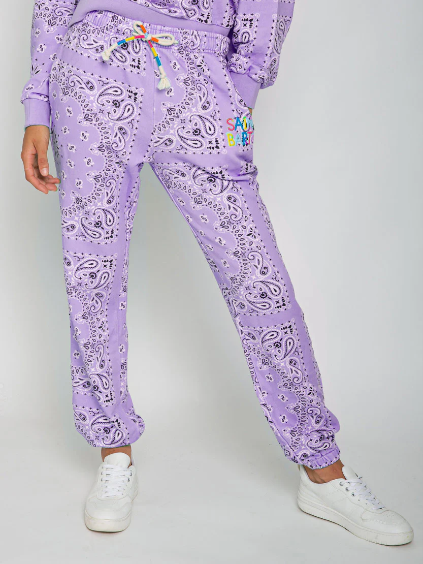 Pantalon de jogging en coton avec bandana et broderie Saint Barth