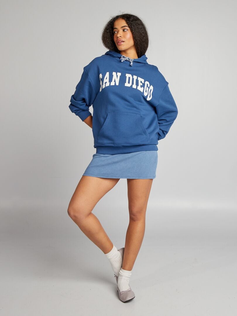 Bluza z kapturem San Diego z kieszenią kangurkową – NIEBIESKA