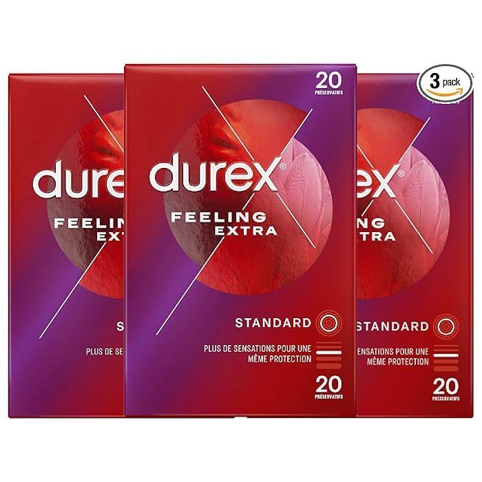 Kopie von Durex - Lot de 60 Préservatifs Feeling Extra - Fins & Extra Lubrifiés - 3x20 pièces #1