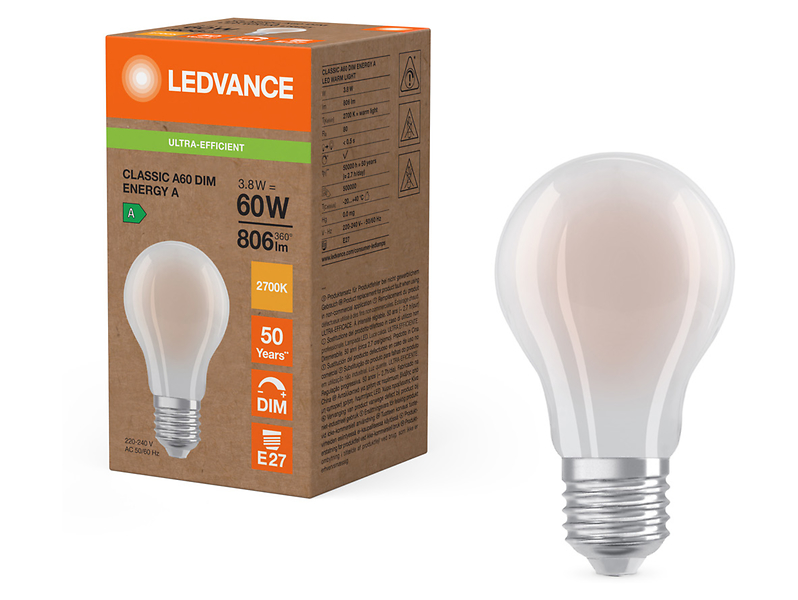 Żarówka LED Bańka E27 3,8W z ciepłą barwą światła