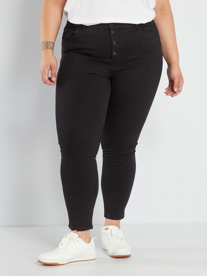 Calça jeans skinny de cintura alta - L32 - PRETA