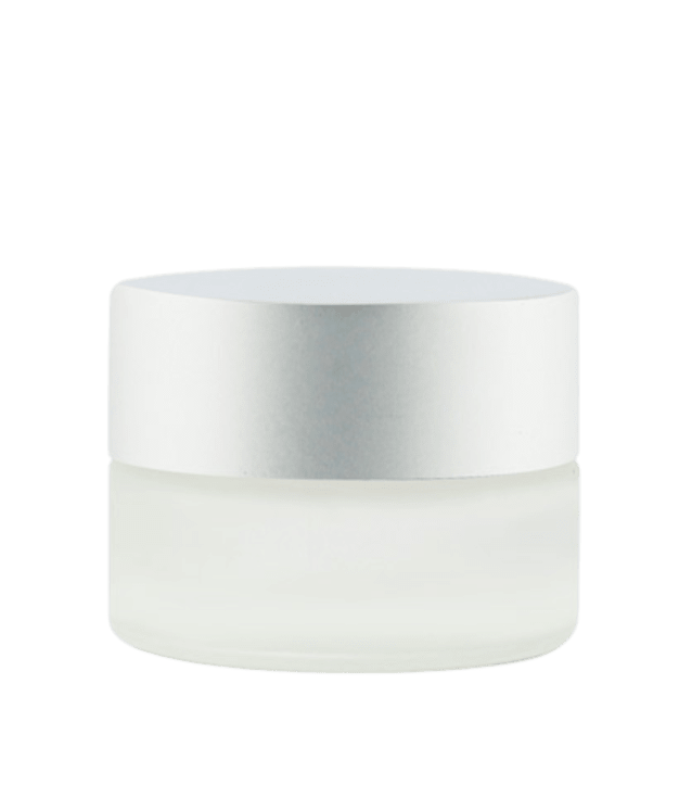 Pot verre transparent dépoli 5 ml avec capot argent mat