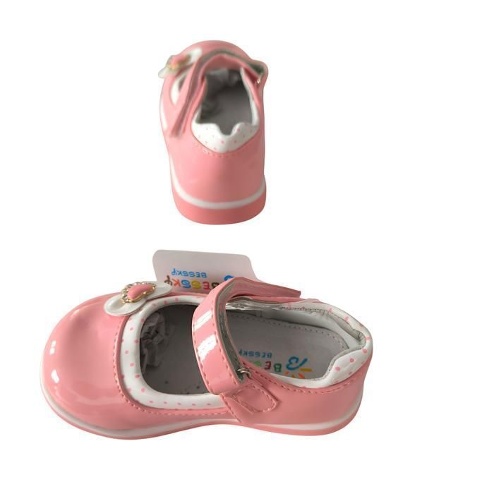 Zapatos - Bebé - Niña - Mary Janes - Zapatos tipo T - Piel - Charol - Rosa - Estampado de corazones - Tallas 21 a 26