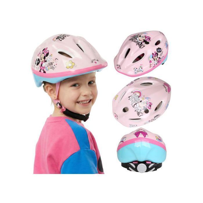 DISNEY Minnie Mouse Casque de vélo sûr pour fille, léger, réglable 52-56 cm