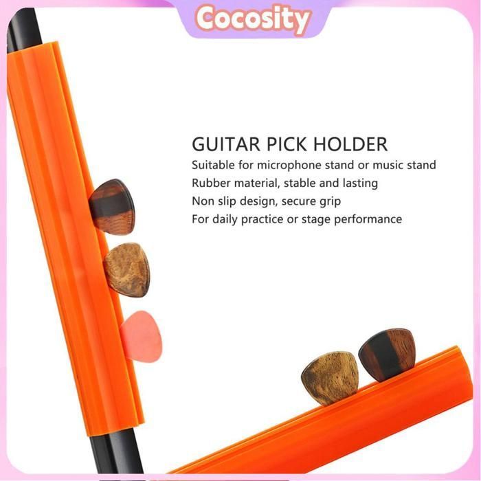 Rutschfester Plektrumhalter aus Gummi für Gitarre und Bass, orange, für Mikrofon oder Notenständer