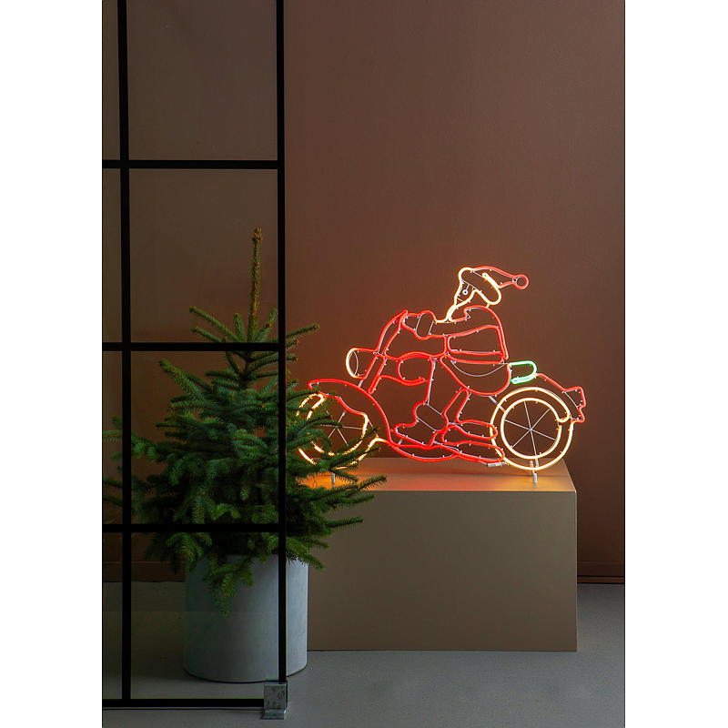 Insegna luminosa Light IT Babbo Natale in moto, 94x68 cm, neon