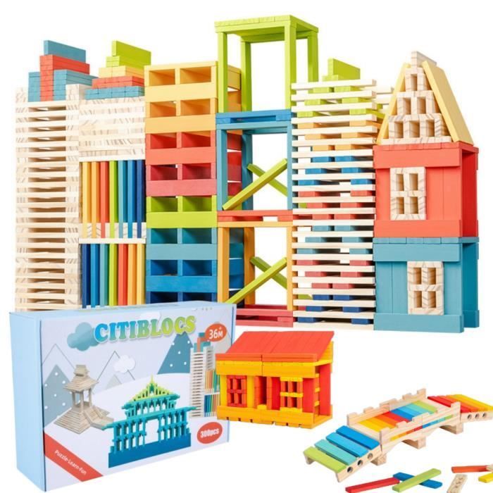Construction set - Wooden block set - 100 pieces - Beech wood - Ages 3+