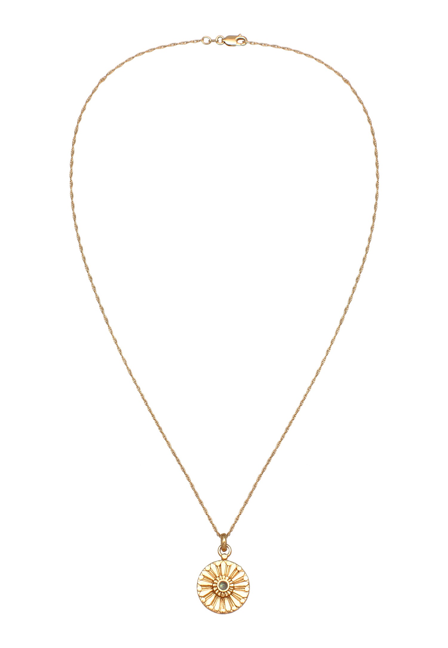 Elli PREMIUM Elli PREMIUM Collier Femmes pendentif monnaie soleil avec labradorite en argent sterling 925 plaqué or