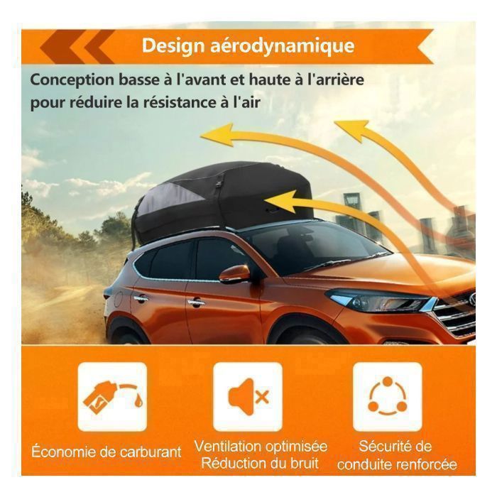 Sac de Toit Voiture - TOOLUCK - 425L - 1000D Tissu d'Oxford et PVC - Coffre De Toit Souple pour Voyage Résistant Aux Intempéries