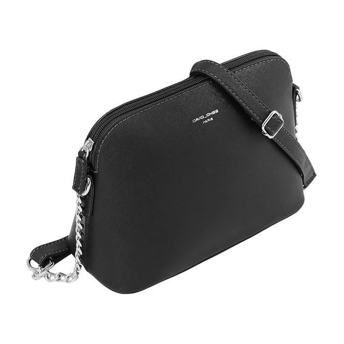 Pieni olkalaukku - DAVID JONES - Musta - Saffiano-keinonahka - Säädettävä olkahihna - Useita taskuja