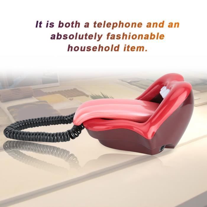 Landline Telephone - SONEW - Red Tongue Model - Corded - Flashing Light Function - Attractive Design