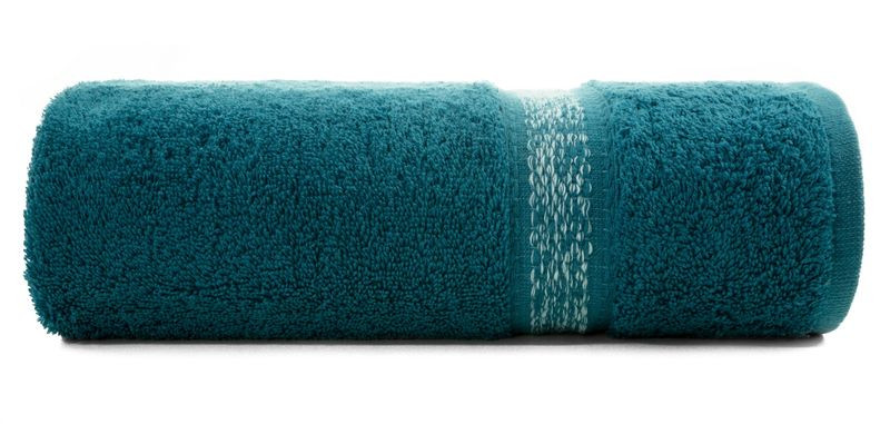 Ręcznik 50x90 turkusowy z bordiurą z melanżowym pasem frotte 500 g/m2