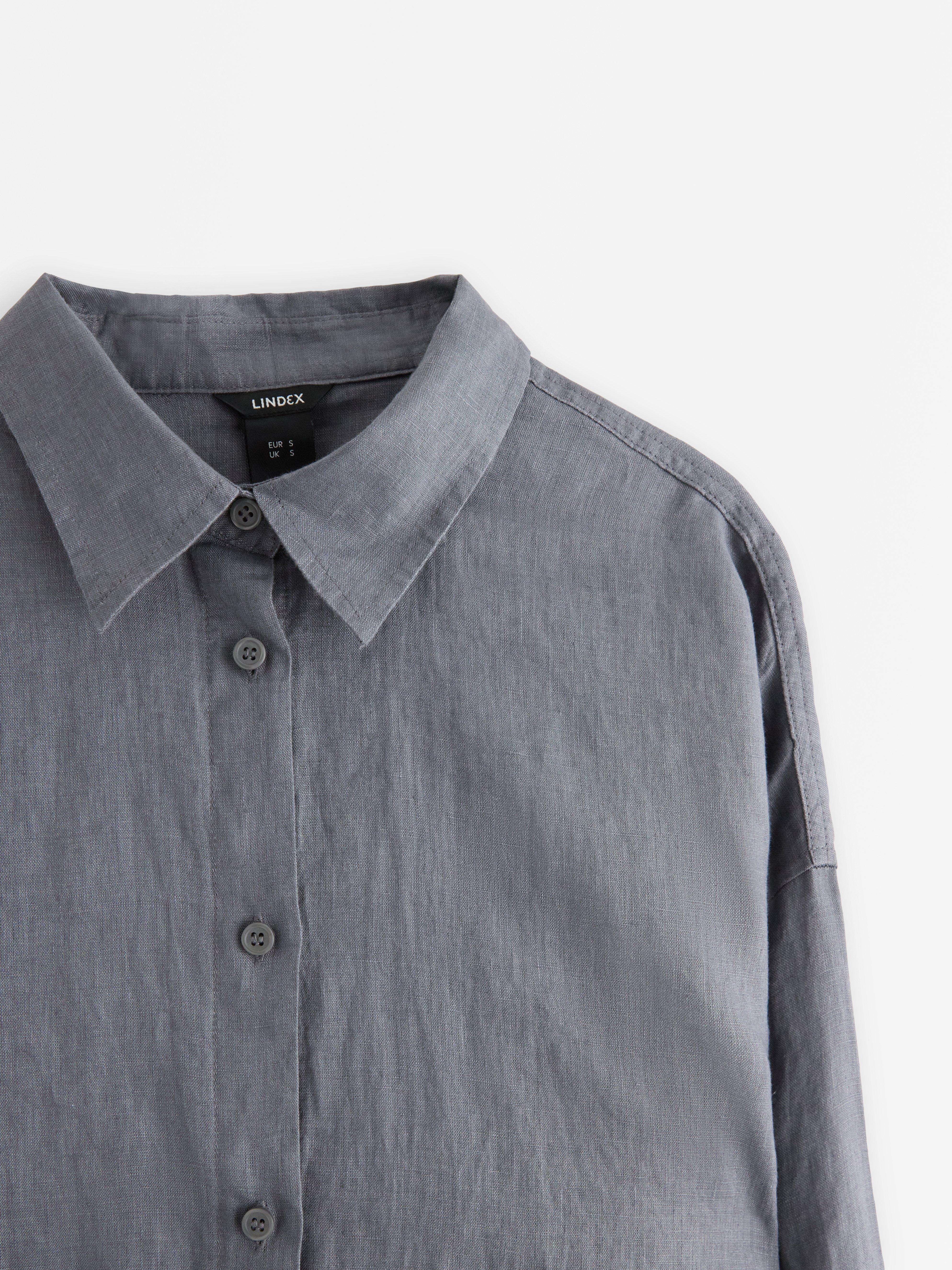 Camisa oversized em linho cinza