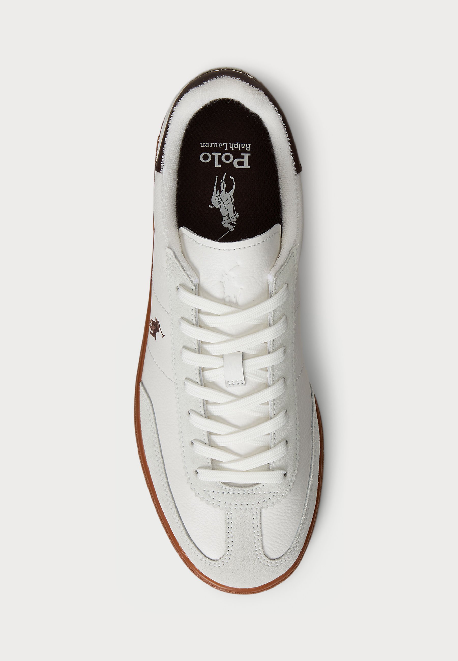 Polo Ralph Lauren BEDFORD LEATHER-SUEDE SNEAKER UNISEX - Sneakers - gebroken wit/donkerbruin