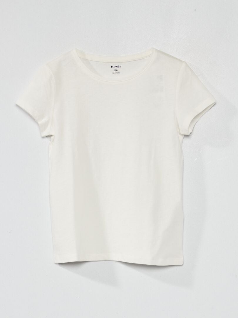 Camiseta de punto de color liso - Blanca