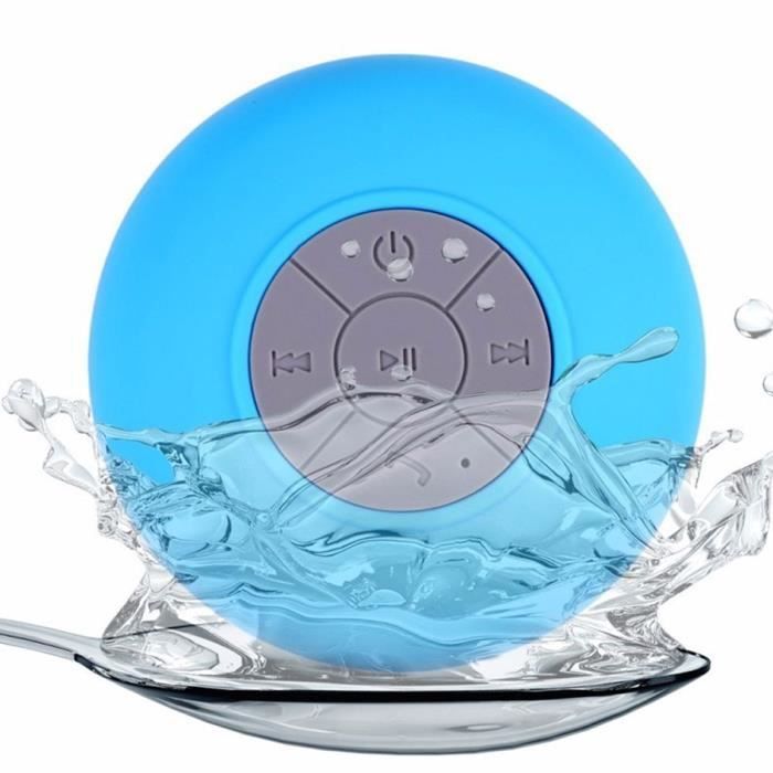 Portable speaker, Mini Bluetooth speaker, Portable, Waterproof, Suction cup, Wireless, Hands-free, for shower, room - blue - Speaker