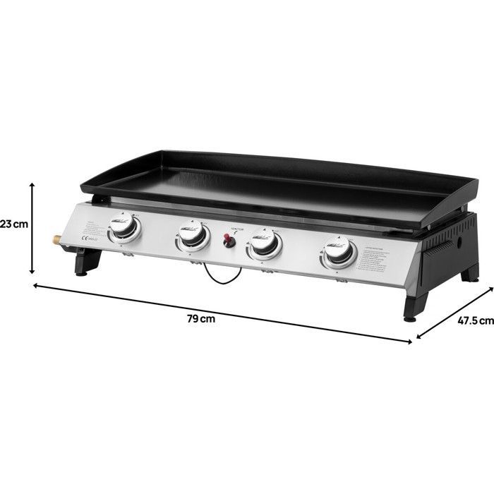 Plancha à gaz avec 4 brûleurs en métal 
