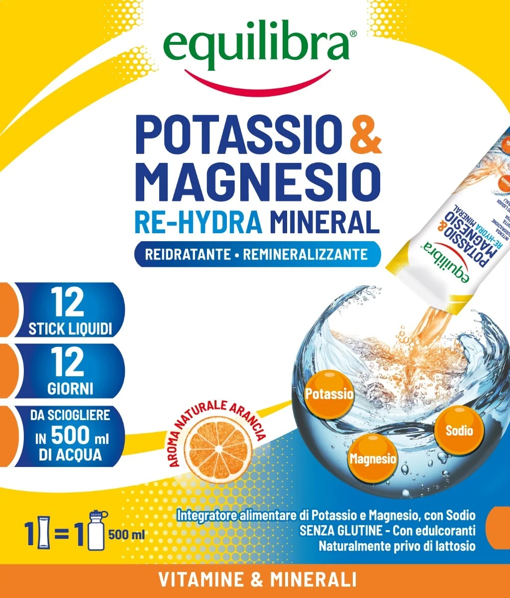 EQUILIBRA Equilibra Κάλιο και Μαγνήσιο Re-Hydra 12 στικ Μεταλλικά άλατα