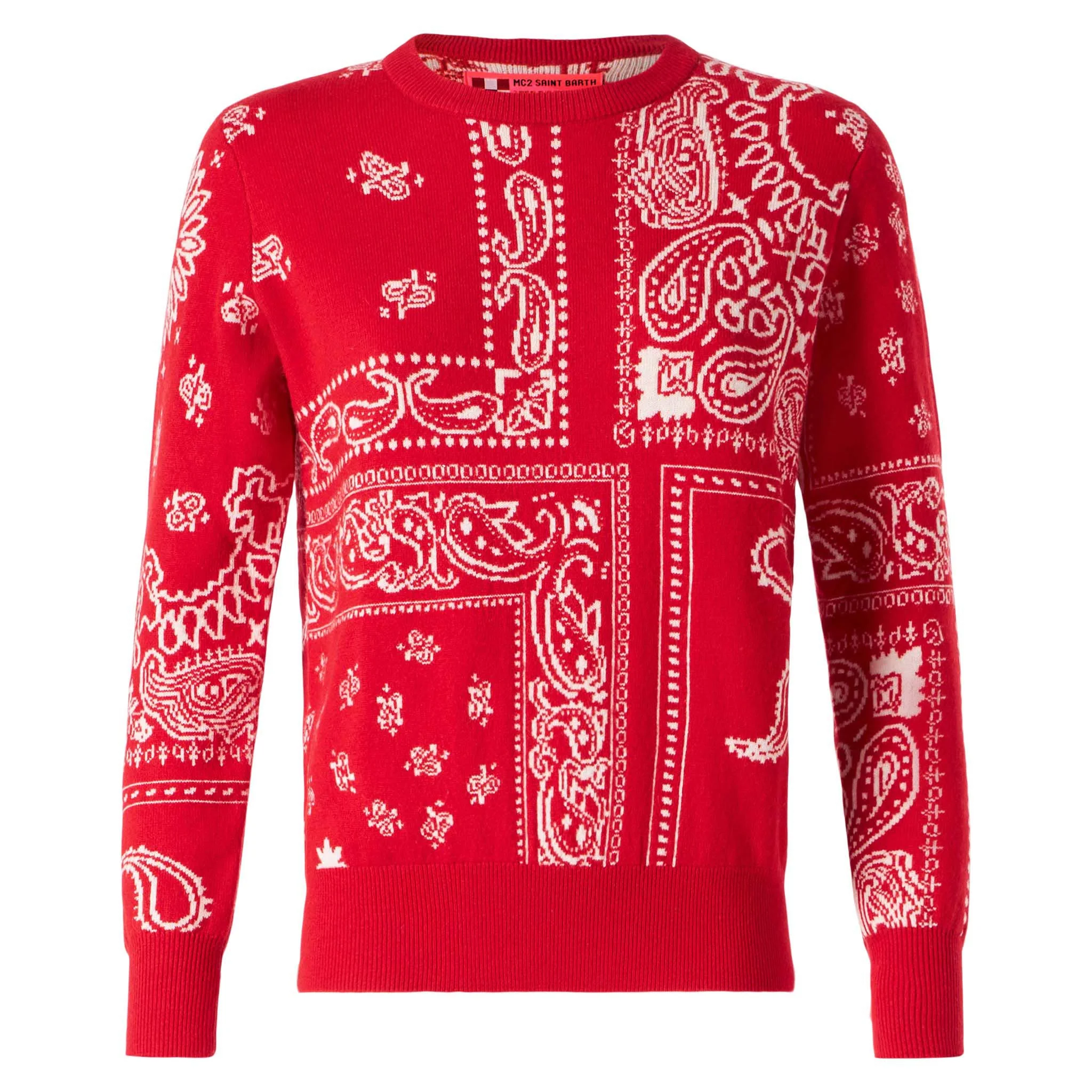 Pull pour femme avec imprimé bandana rouge