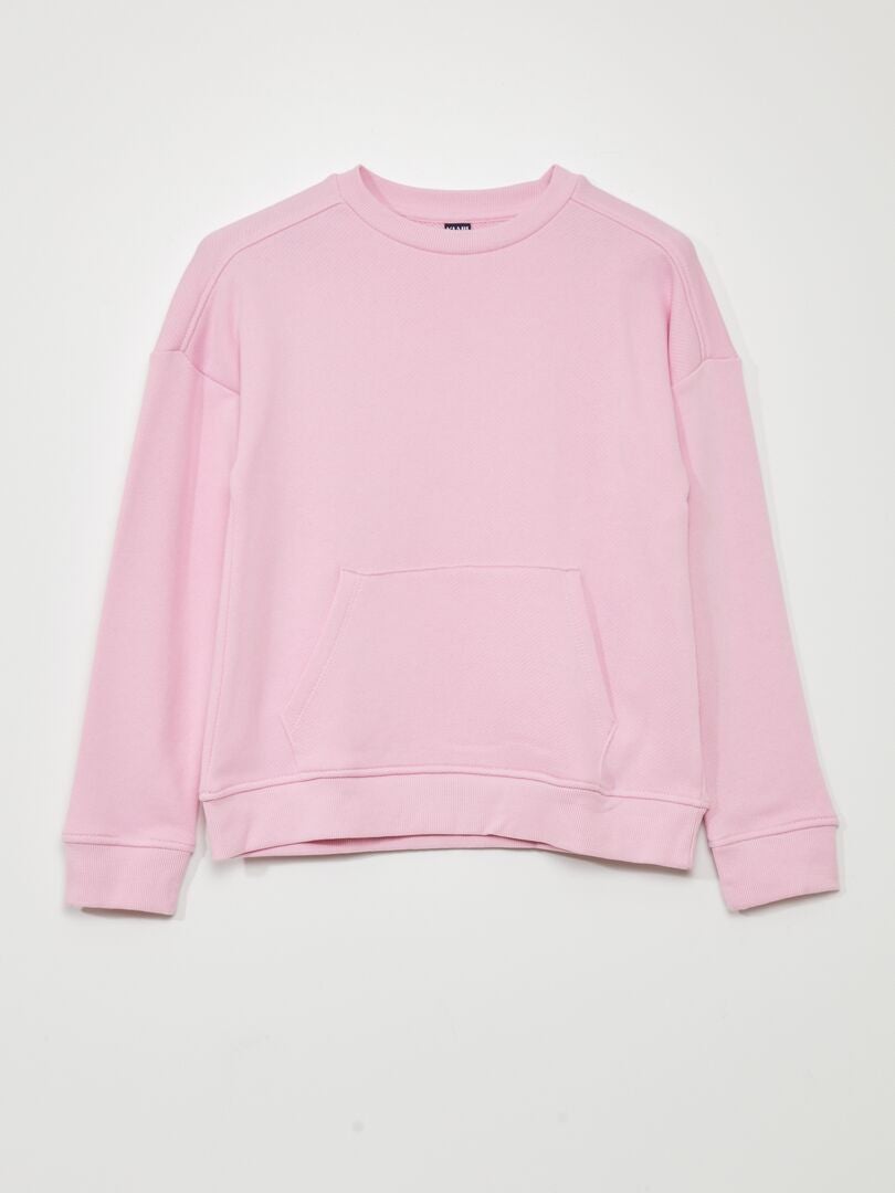 Ruimvallend sweatshirt met kangoeroezak - ROZE