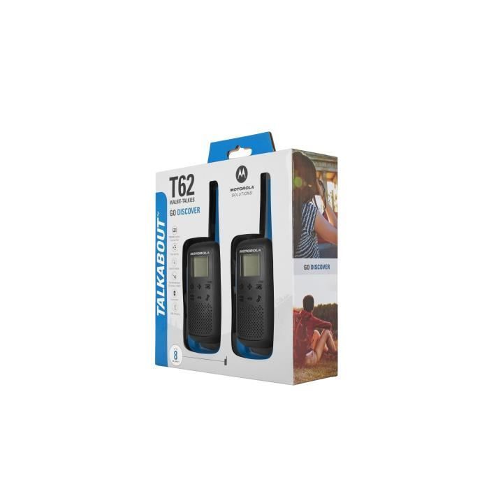 Talkie Walkie Radios MOTOROLA T62 PMR446 - Sans licence - Couplage simplifié - Bleu