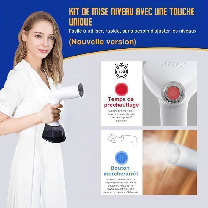 Rolipo handstoomapparaat voor kleding, draagbaar reisstoomapparaat, 1640W 400ML, stoomafgifte 33 g/min