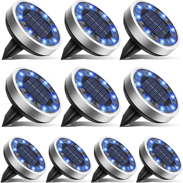 Desde 0 La luz solar Au ol 8 LED Exterior Jardín Solar Impermeable I65 Luz Solar Exterior Maceta Solar desde 0 LÁMPARA DE PISO DE JARDÍN AZUL