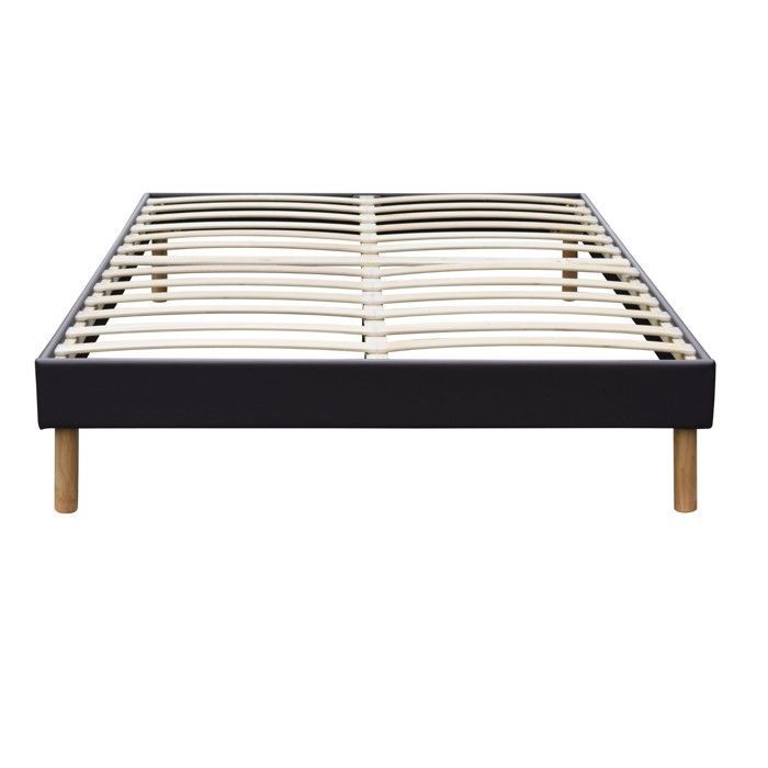 Gregory - Stevige en comfortabele zwarte gestoffeerde bedbodem met poten van 20 cm voor een matras van 160x200 cm - 2 x 13 latten