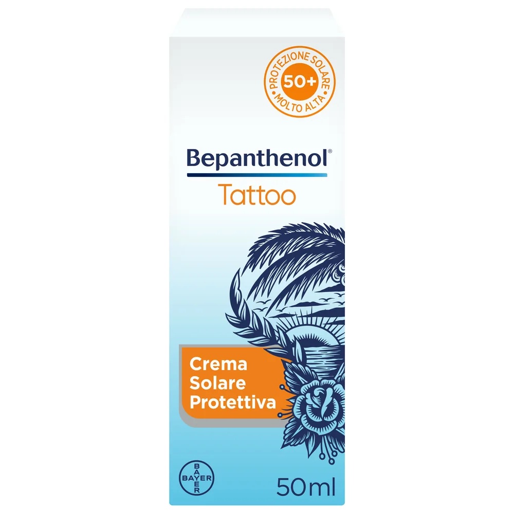 BEPANTHENOL Crème pour tatouages Bepanthenol avec très haute protection solaire SPF50+ 50ml pour tatouages