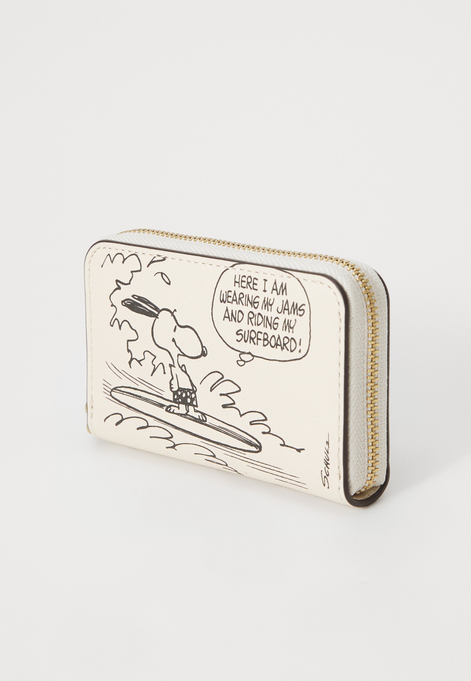Étui à cartes zippé COACH x Peanuts petit format avec imprimé journal - Portefeuille - craie