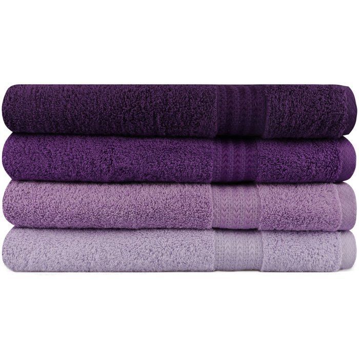 Set med 4 badlakan - 70 x 140 cm - Lila