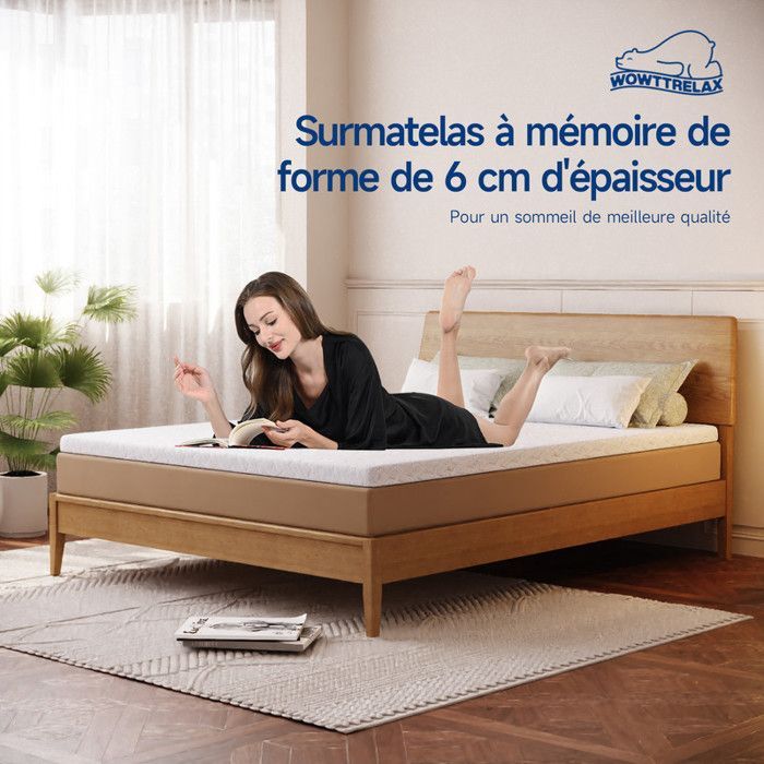 Colchón de 140x200 cm - Cubrecolchón reversible - 6 cm de grosor - Espuma viscoelástica - Diseño de doble cara - con funda lavable