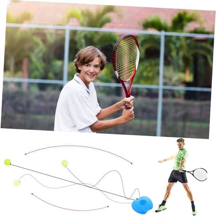 Base de rebote de la máquina de entrenamiento de tenis, herramienta de aprendizaje para ayudar en la práctica del juego. Etiqueta