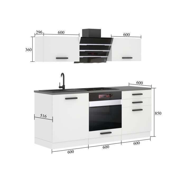 Cocina completa - B BELINI GROUP - SOPHIA - 180 cm - Roble Wotan - Diseño contemporáneo