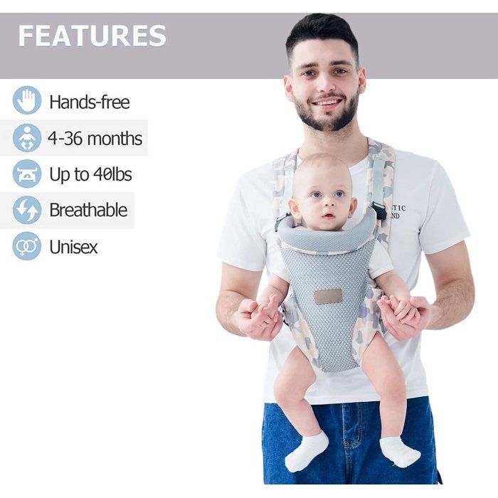 Portabebés ergonómico 4 en 1 para bebés de 3 a 20 kg (3 a 36 meses), para llevar al bebé con las manos libres, estilo B