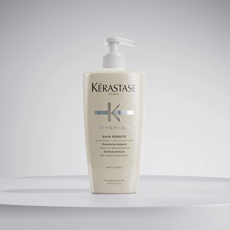 Kérastase Densifique Bain Densité drėkinamasis ir stiprinamasis šampūnas plaukams, kurie praranda tankumą.