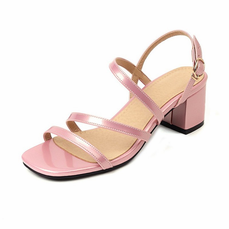 Sandali da donna estivi 2021 con tacco spesso e piedi che perdono, suola in gomma, tacco basso e scarpe rotonde, taglia grande 34 48