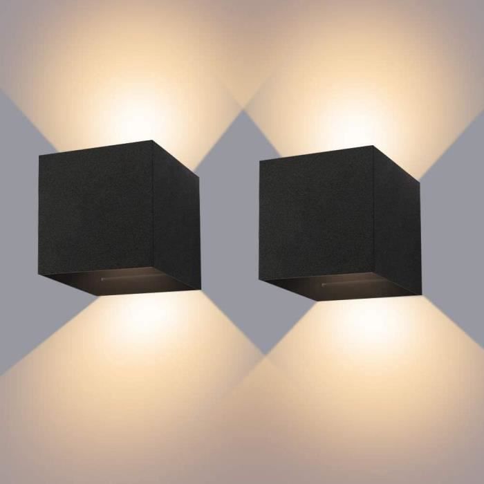unidades de apliques LED de pared para interior/exterior de 12 W - YIKXIULF - Negro - Blanco cálido - Aluminio - IP65