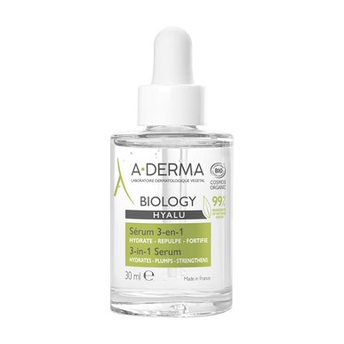 A-Derma Biology Hyalu Serum 3-i-1 Fräsch återfuktande och stärkande gelserum 30 ml