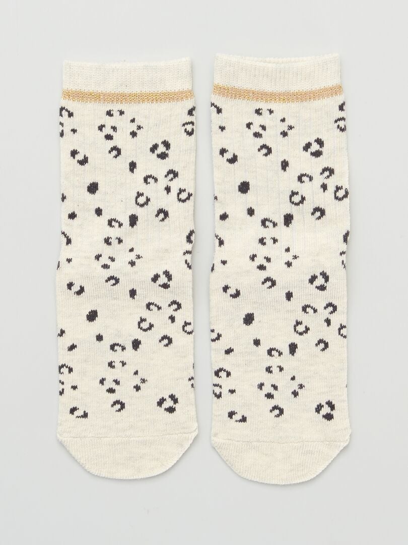 Juego de 3 pares de calcetines con estampado de leopardo - MARRÓN