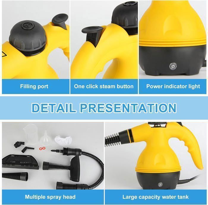 Nettoyeurs Vapeur Portatifs, Cuiseur Vapeur 350ML 1000W pour le Nettoyage, Ensemble 9 en 1 pour le Nettoyage de la Maison