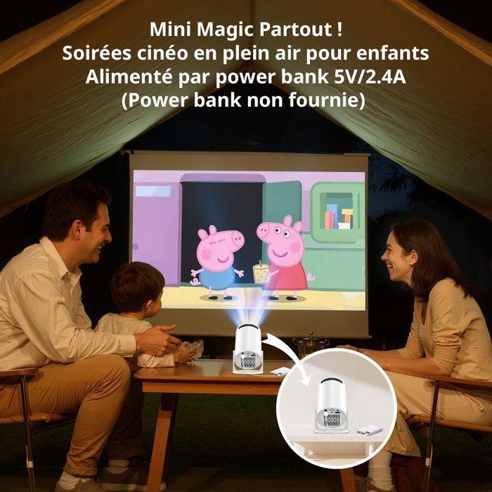 Mini Videoprojecteur LaylaTang Y200, Support 1080P - 5000 Lumen - Support rotatif 240° - Miroir Écran iOS/Android - Ultra-portable