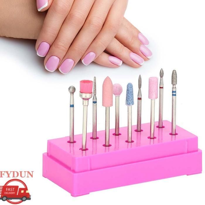FYDUN Bits de forage à ongles 10pcs/Set Nail Drill Bits File Ensemble De Tête De Broyage Manucure Pédicure NIY beaute doigts Rose
