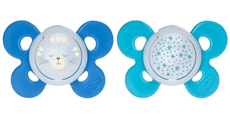 CHICCO Chicco Comfort Schnuller aus leuchtendem Silikon, 2 Stück, für Jungen, 16-36 Monate