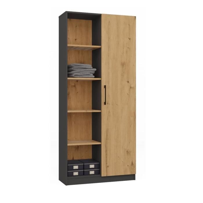 VILLME - Librería de diseño minimalista - 1 puerta + 10 estantes - 80x30x182 cm - Mueble de almacenamiento