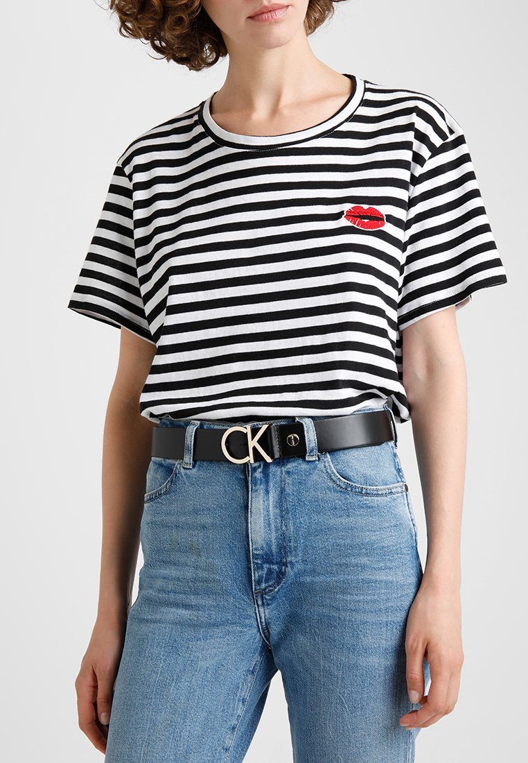Calvin Klein LOGO RIEM - Riem - zwart/lichtgoudkleurig