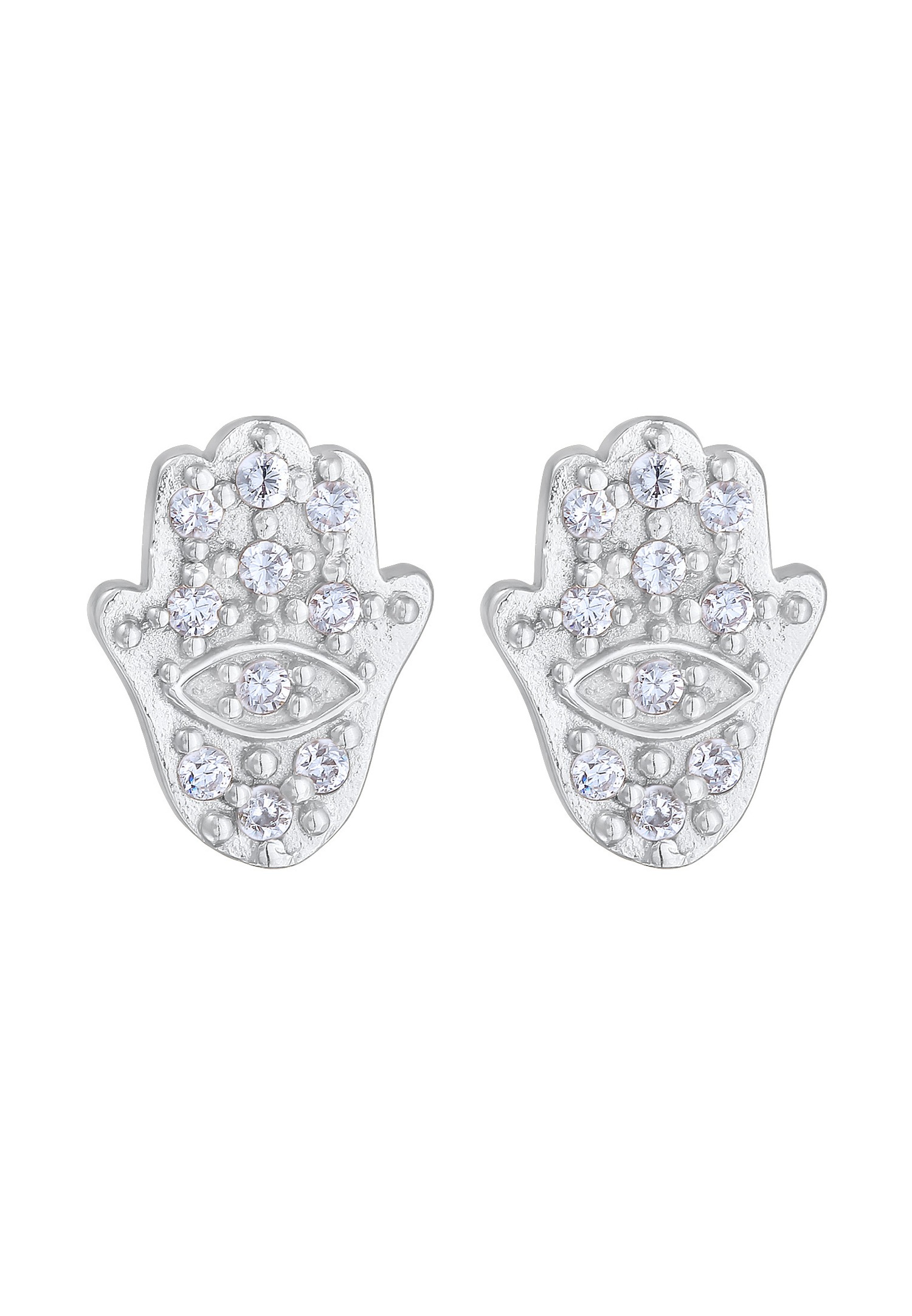 Elli Femmes Clous d'oreilles Hamsa main symbole avec Cristal de Zirconium en Argent Sterling 925
